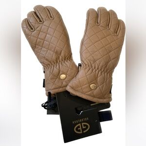 NWT- Tan/Latte Genuine leather Goldbergh winter ski gloves